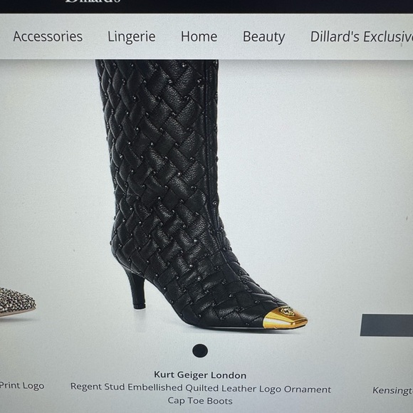 Kurt Geiger Black Woven Heeled Boots with Gold Tip - Picture 9 of 9